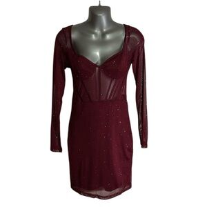 Sparkly Maroon New Year’s Bodycon Dress NWT